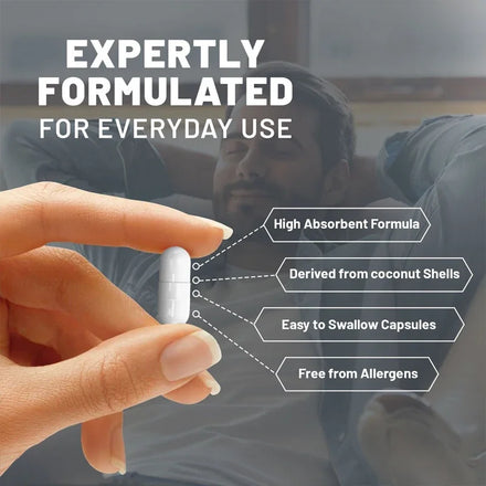 Balincer  Activated Charcoal Capsules - 1,200 Mg To Help Relieve Gas, Bloating and Naturally Detoxify