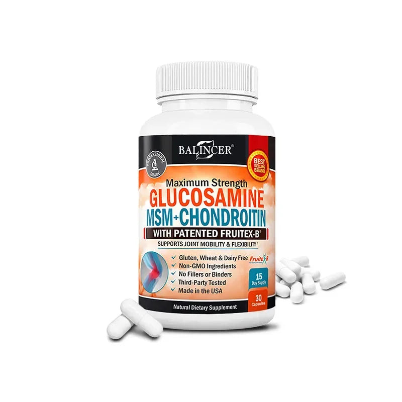 Glucosamine MSM Chondroitin Curcumin - Helps Support Sciatic Nerve Care and Joint Health - for Men & Women - Vegetarian Capsules