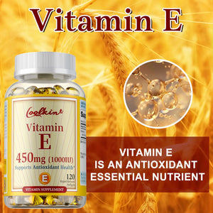 Natural Vitamin E Capsules 450 Mg, Supports Immune Function, Antioxidant Dietary Supplement for Men and Women