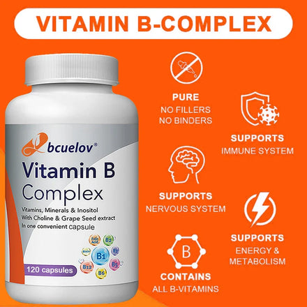 Vitamin B Complex Capsules - Helps with Healthy Energy Metabolism, Boosts Immunity, and Supports A Healthy Nervous System