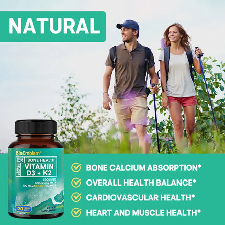 Vitamin D3 K2 Capsules - Vitamin D K2 Supplement, Immune Vitamin Complex, Supports Heart, Teeth, Joint Health and Bone Health