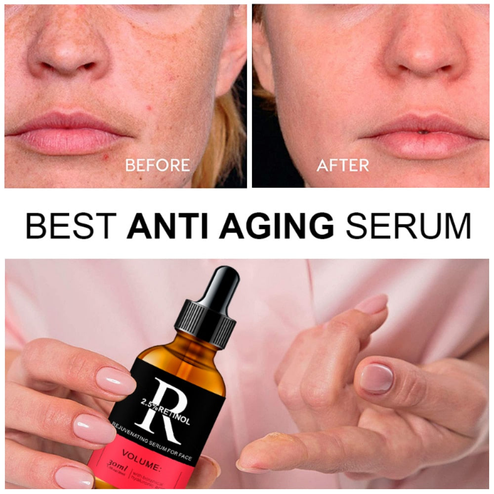 Retinol Facial Serum Organic Whitening Anti-Aging Wrinkle Essence Face Skin Care Vitamin Hyaluronic Acid Moisturizing