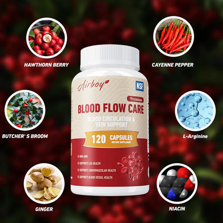 Blood Flow Care Capsules - with Niacin, L-Arginine - Supports Heart, Cardiovascular Health, and Promotes Blood Circulation