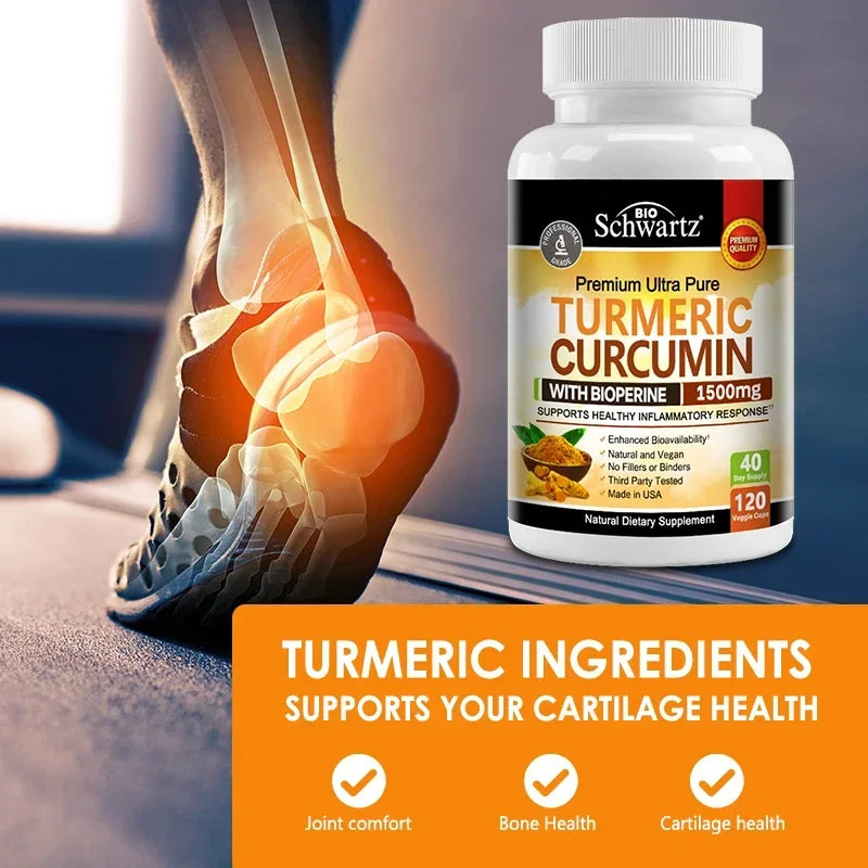 Curcumin with BioPerine 1500mg | Turmeric Capsules with Black Pepper, Joint Health Dietary Supplement Vegetarian