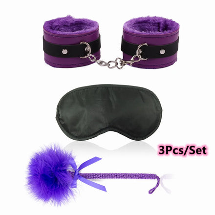 Exotic Sexy Accessories Kit of Sex Eye Mask Bdsm Bondage Games Toys with Handcuffs for Couples Adults Sex Blindfold Flirting