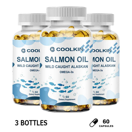 Salmon Oil Supplement - Contains Omega-3, EPA, DHA and Vitamin D for Brain and Heart Health