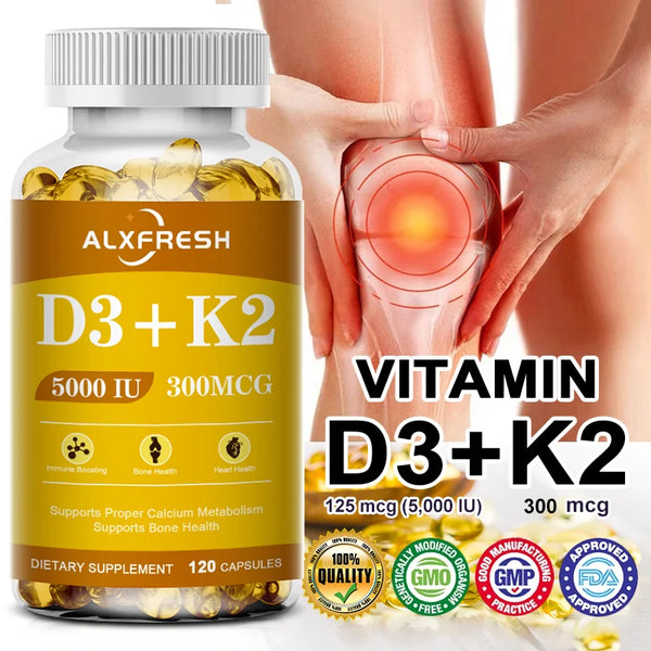 Alxfresh Vitamin D3+K2 Capsules for Immune, Joints, Muscles and Bones Support with Variety of Vitamins and Minerals Supplement in Pakistan in Pakistan