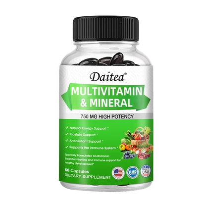 Multivitamin Capsules with Mineral Supplement To Provide Energy, Prostate, Skin and Eye Health Immune Support for Women and Men