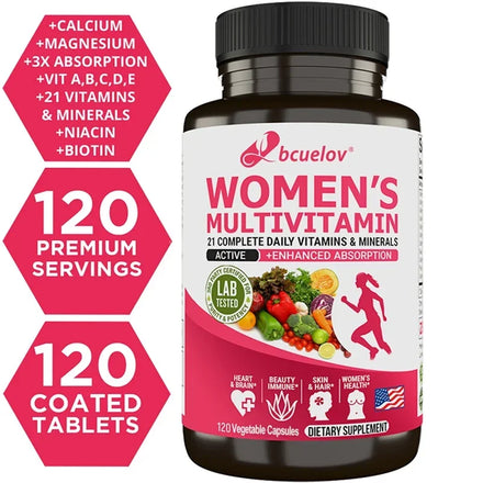 Bcuelov Women's Multivitamin Multimineral Supplement - Magnesium Biotin Calcium Zinc Selenium - Healthy Living Vegetarian in Pakistan