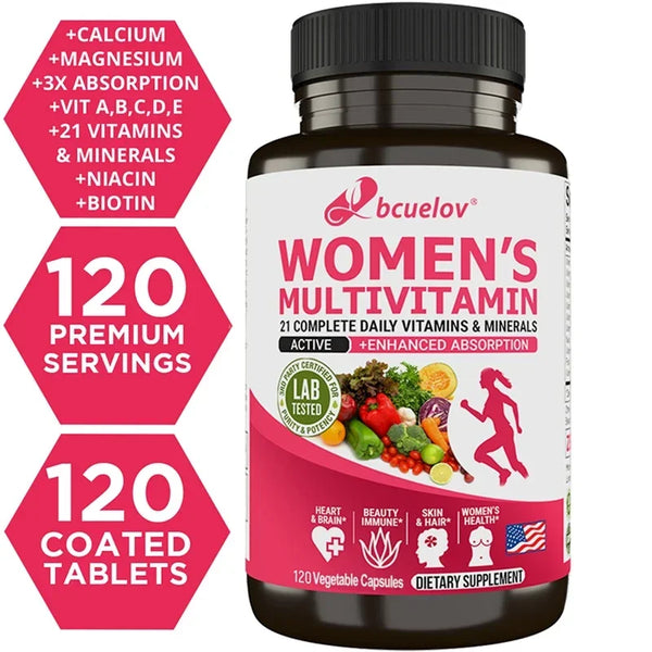 Bcuelov Women's Multivitamin Multimineral Supplement - Magnesium Biotin Calcium Zinc Selenium - Healthy Living Vegetarian in Pakistan in Pakistan