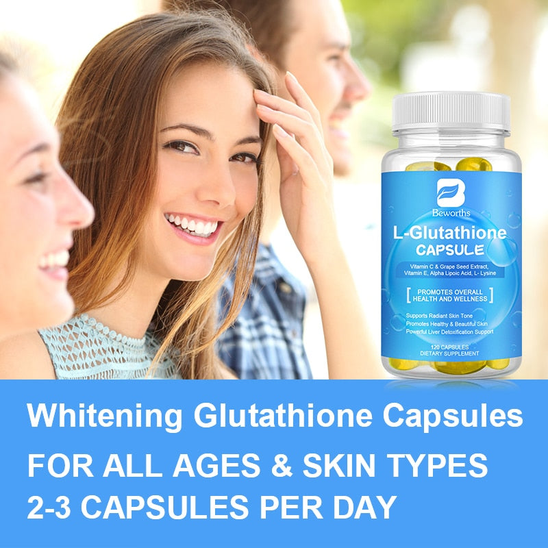 BEWORTHS L-Glutathione Capsules Skin Whitening Supplement Collagen Antioxidant Anti-Aging Boosting Immunity Dull Beauty Health