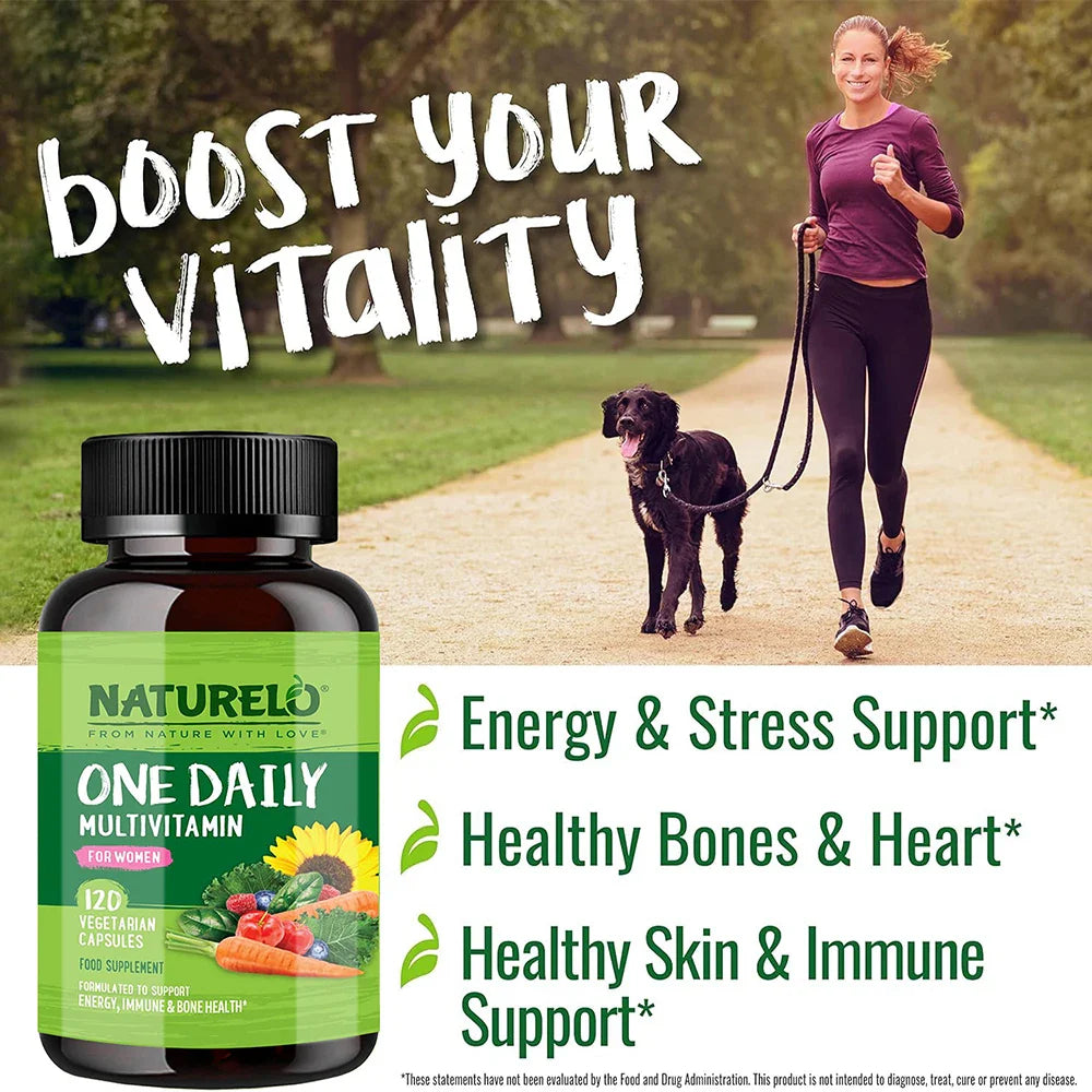 Women's Daily Multivitamin - Energy Support - Whole Food Supplement for Nourishing Hair, Skin, Nails - Non-GMO