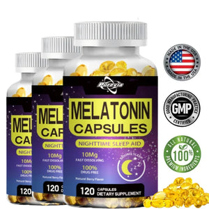 Purevia Melatonin 10mg || 120 Pills| Drug Free Aid For Adults || Vegetarian Capsule, Non-gmo, Gluten Free Supplement