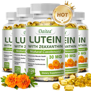 Daitea Eye Vitamins with Lutein and Zeaxanthin Extract Supports Tired, Dry Eyes, Macular and Vision Health, 30/60/120 Capsules