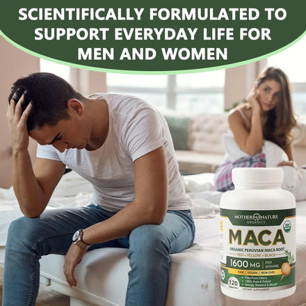 Organic Maca Root - Helps with Mental Clarity, Focus and A Sense of Calm, Improves Energy, Stamina and Mood, and Boosts Energy