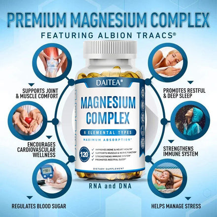 Magnesium Complex Capsules - Bone, Muscle & Heart Health Supplement, Sleep Support,Muscle Relaxation,Stress & Anxiety Relief