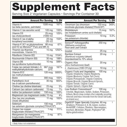 Female multivitamin+stress support+B complex+vitamin C+D3 K2 for immunity, hair, skin and nails, digestion -60 capsules