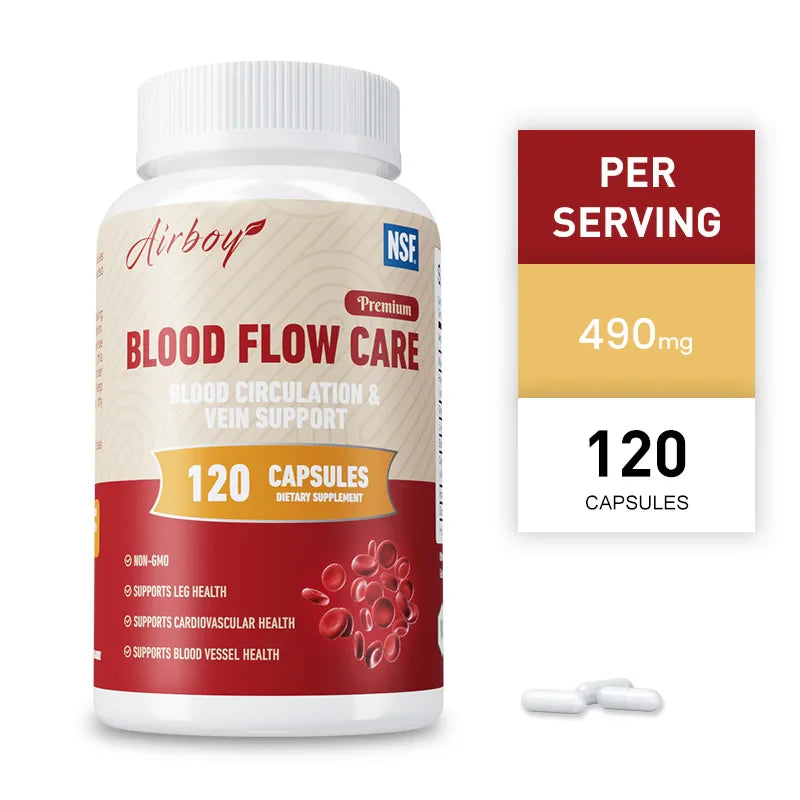 Blood Flow Care Capsules - with Niacin, L-Arginine - Supports Heart, Cardiovascular Health, and Promotes Blood Circulation