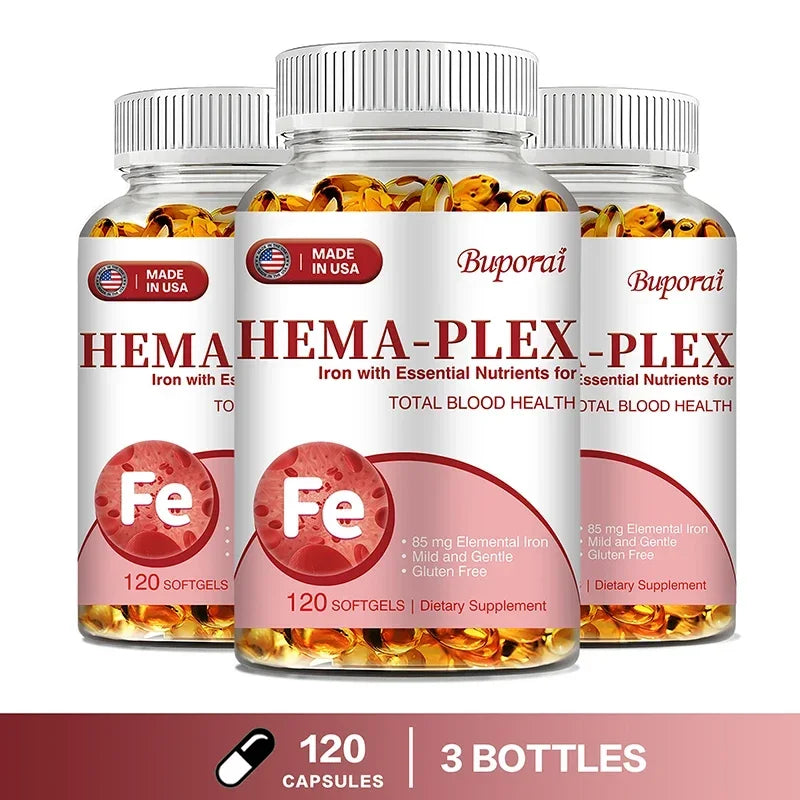 Hema-Plex Iron - with 85 Mg Chelated Iron + Vitamin C & Bioflavonoids - Promotes Red Blood Cell Health, Immune Support