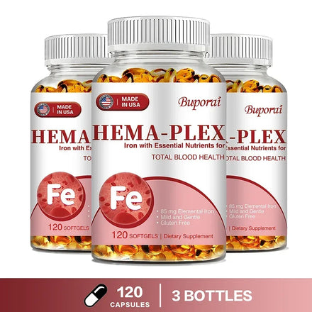 Hema-Plex Iron - with 85 Mg Chelated Iron + Vitamin C & Bioflavonoids - Promotes Red Blood Cell Health, Immune Support