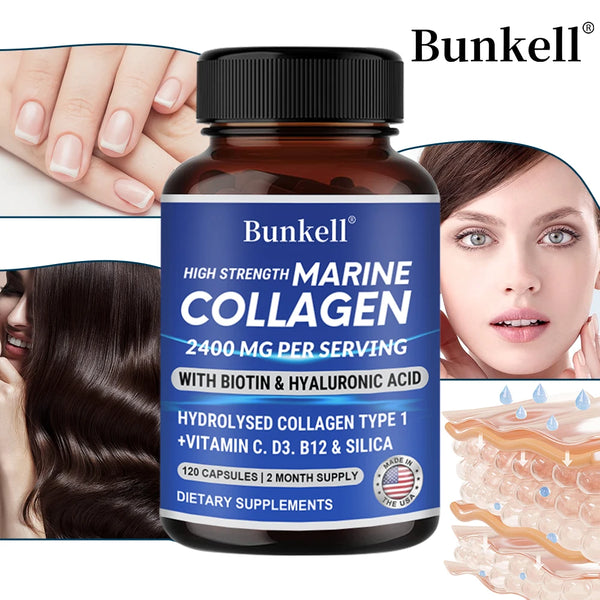 Marine Hydrolyzed Collagen - Contains Hyaluronic Acid, Biotin, Vitamin C, B6, B5, B12, D3 and 3 Mineral Hydrolyzed Supplements in Pakistan in Pakistan