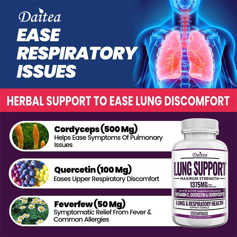 Best Supplement for Lungs - Targets Smoking, Improve Lung Health, Environmental Toxins and Air Pollution To Help Breathe Easy