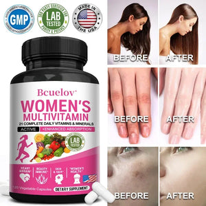 Bcuelov - Women's Multivitamin Supplement with Biotin for Joint, Hair, Skin, Nail, Brain, Heart, Immune and Overall Health