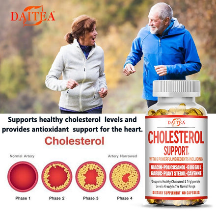 Daitea Healthy Cholesterol Supplement To Lower High Cholesterol, Support Fat Burning, Detoxification and Metabolism