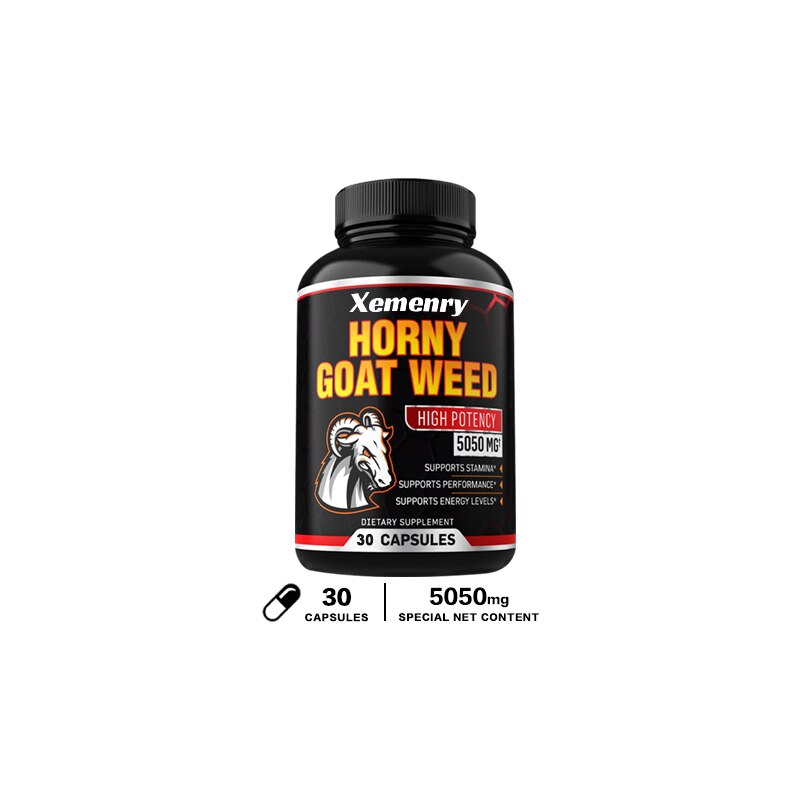 Horny Goat Grass Capsules 5050 Mg, Supports Male Energy and Performance, Supplement with Black Pepper Extract