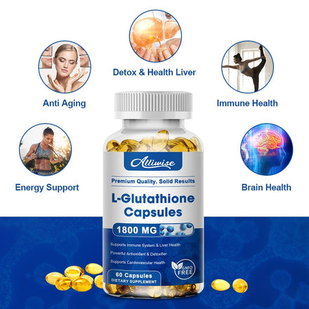 Alliwise Glutathione Collagen Capsules Supplement Antioxidant Anti-Aging Boosting Immunity Dull Skin Whitening Health& Skin Care