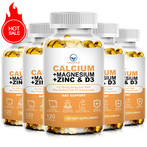 LANHAITUN 5 Bottles Calcium Magnesium Zinc Capsule 1555mg - Vitamin/Mineral Mixed Supplement - with Vitamin D3, for Bones Care in Pakistan
