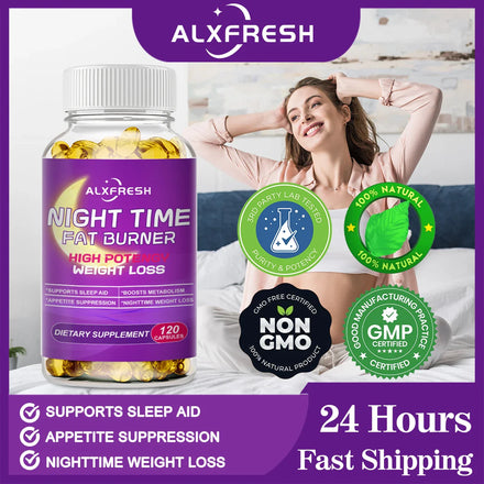 Nighttime Fat Burner Supplement for Improve Sleep Quality and Control Weight Gain Metabolism and Thermogenesis Relieve Pressure