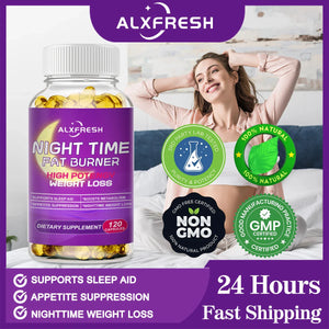 Nighttime Fat Burner Supplement for Improve Sleep Quality and Control Weight Gain Metabolism and Thermogenesis Relieve Pressure