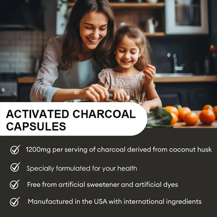 Balincer  Activated Charcoal Capsules - 1,200 Mg To Help Relieve Gas, Bloating and Naturally Detoxify