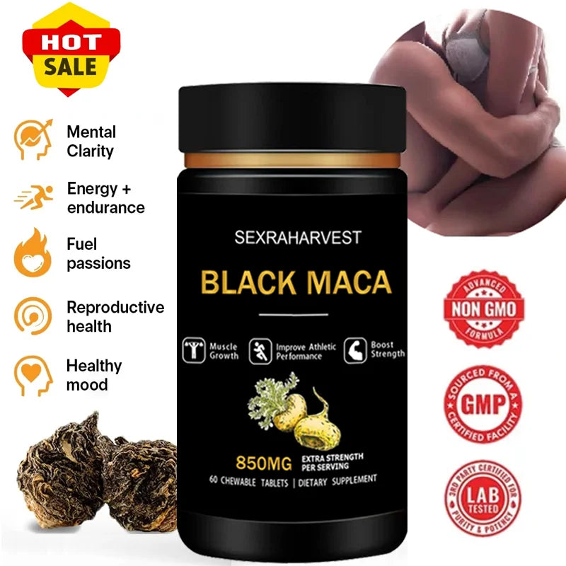 Natural Black Maca Tablet,Maca Capsule for Health,Pen -Is Enlargement,Energy,Endurance Muscle Mass Improve,Maca Root Supplement
