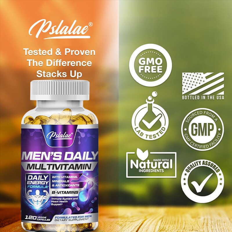 Men's Multivitamin Supplement with Vitamins A, B12, C, D and E for Energy Support and Zinc for Immune Health