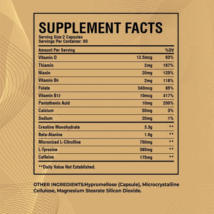 Pre-Workout Supplement - Improve Muscle Strength, Boost Energy Levels and Focus, and Maintain Athletic Performance