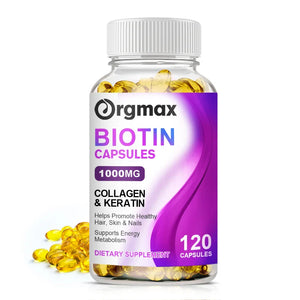 Orgmax Biotin Collagen Capsules Diet Supplement with Keratin Support Nails Skin Hair Health Growth for Women&Men Multivitamin