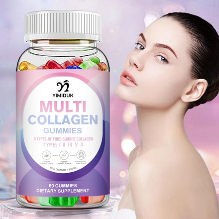 Multi Collagen Biotin Gummies Vitamin C Antioxidant Anti-Aging Whitening Skin Beauty Healthy  I, II, III, V & X,  Supplement in Pakistan