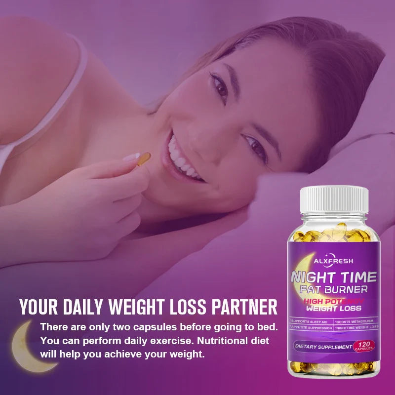 Nighttime Fat Burner Supplement for Improve Sleep Quality and Control Weight Gain Metabolism and Thermogenesis Relieve Pressure