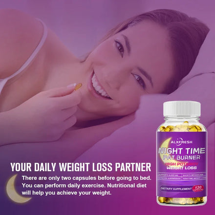 Nighttime Fat Burner Supplement for Improve Sleep Quality and Control Weight Gain Metabolism and Thermogenesis Relieve Pressure