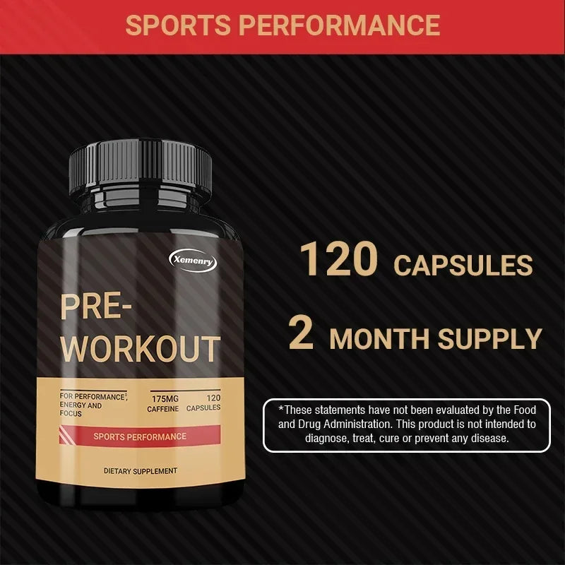 Pre-Workout Supplement - Improve Muscle Strength, Boost Energy Levels and Focus, and Maintain Athletic Performance