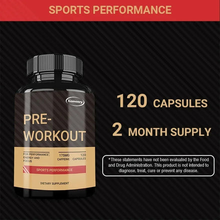 Pre-Workout Supplement - Improve Muscle Strength, Boost Energy Levels and Focus, and Maintain Athletic Performance
