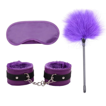 Erotic Bdsm Set Sexy Leather Plush Sex Toys Bondage Kit Handcuffs Feather Blindfold Flirt Exotic Accessories Couples Adult Games