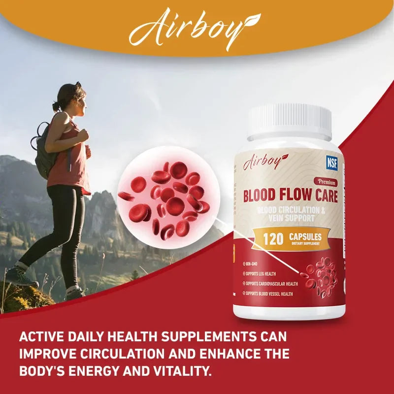 Blood Flow Care Capsules - with Niacin, L-Arginine - Supports Heart, Cardiovascular Health, and Promotes Blood Circulation