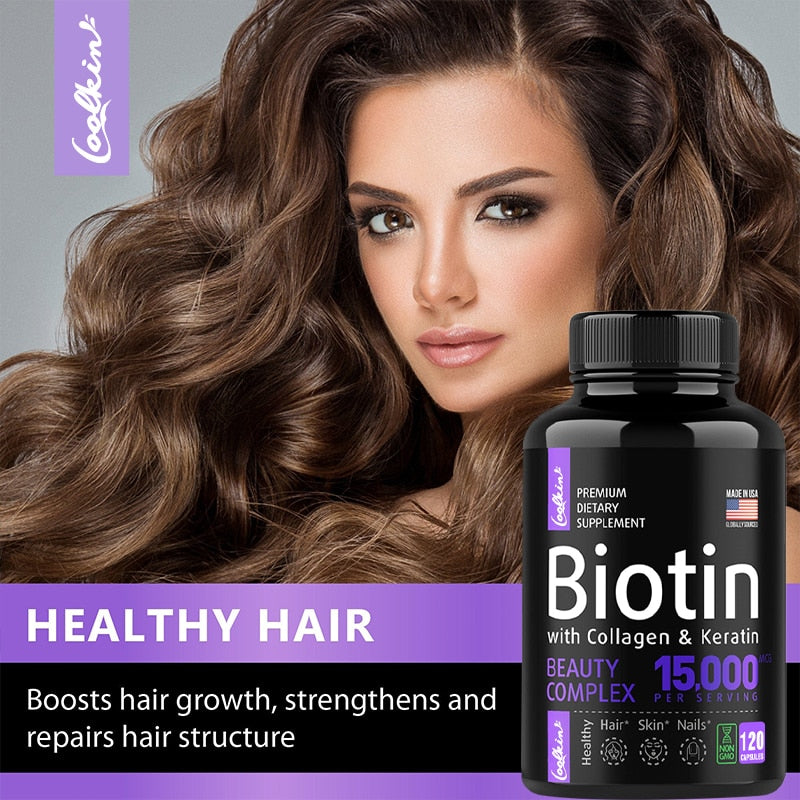 Hair Growth Supplements, Keratin Supplements with Collagen, Biotin - Hair, Skin & Nails Vitamins - Joint & Gut Health