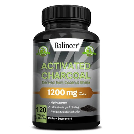 Balincer  Activated Charcoal Capsules - 1,200 Mg To Help Relieve Gas, Bloating and Naturally Detoxify