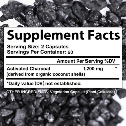 Balincer  Activated Charcoal Capsules - 1,200 Mg To Help Relieve Gas, Bloating and Naturally Detoxify
