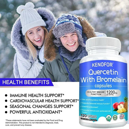 Quercetin 1200 mg with Bromelain and Zinc - Natural Immune Support Supplement, Antioxidant, Skin and Respiratory Health