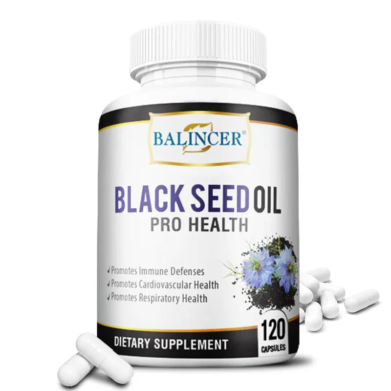 Black Cumin Seed Oil - Supports Immune Defense, Cardiovascular, Respiratory Health, 120 Capsules, Dietary Supplement